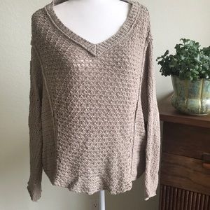 Tan Free People V-Neck Sweater Size Small